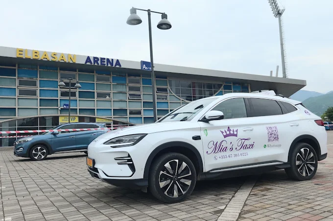 Mia's Taxi outside Elbasan Arena